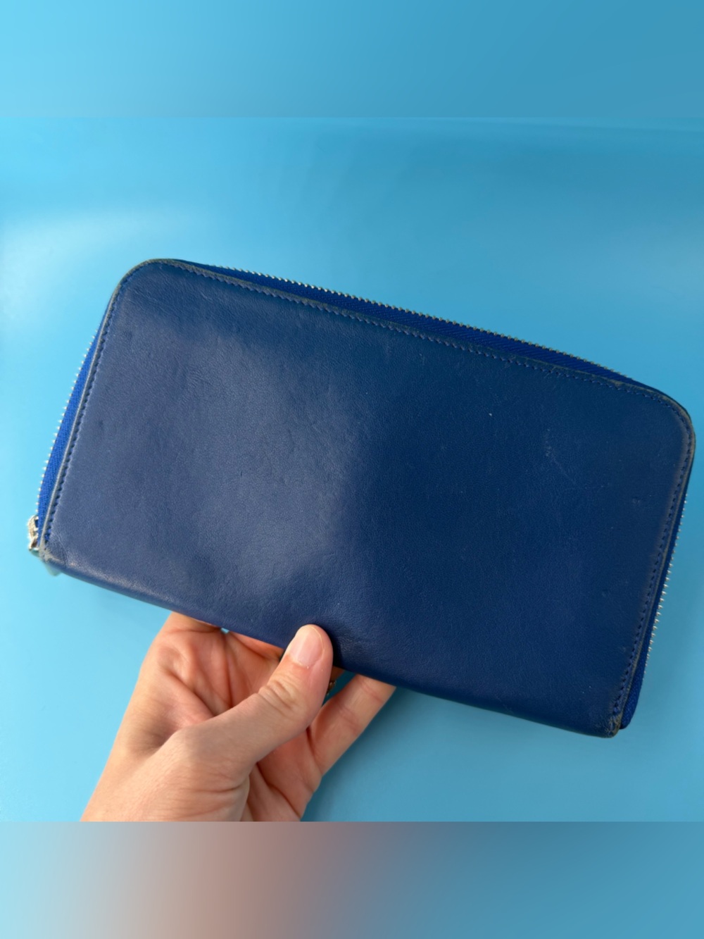 Longchamp Navy Blue Leather Zippy Wallet Large - Picture 8 of 9